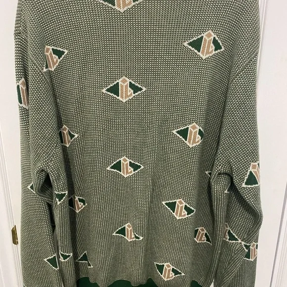 Lacoste Men's Green Geometric Crewneck Sweater - Picture 4 of 5